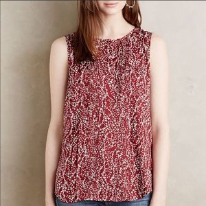 Anthro DOLAN pleated red print sleeveless top